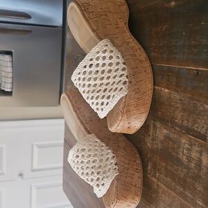 Women's White Woven Slip On Platform Sandals By Soda.